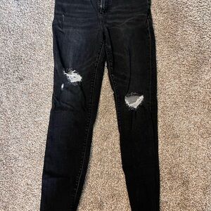 Abercrombie & Fitch Black Distressed Skinny Jeans